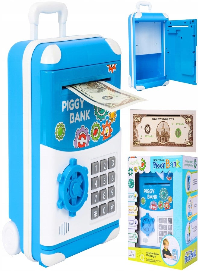 بلس بوينت حصالة نقود إلكترونية للأطفال من عمر 3 إلى 12 سنة، صندوق توفير نقود، حصالة نقود صغيرة، ألعاب هدايا للأولاد والبنات من عمر 3 إلى 12 سنة (عربة زرقاء) - Image 1